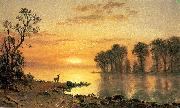 Albert Bierstadt Sunset, Deer and River oil painting artist